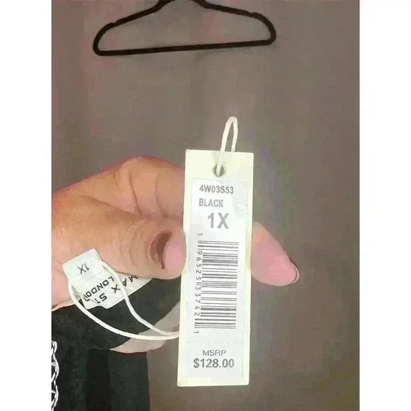 Max Studio Plus 1X Black Flutter Sleeve Knee Length Dress Women - Picture 9 of 14